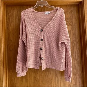 Nwot L blush pink rose knit cardigan sweater